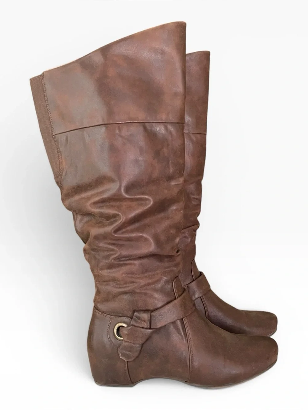 Baretraps Wide Calf Sanova2 Knee-High Brown Leather Fashion Boots Size 8.5 M